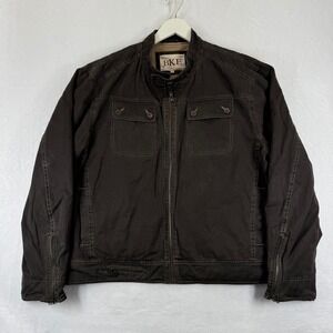 BKE Jacket Mens XXL Brown Canvas Quilted Lined Workwear Utility Zip Front